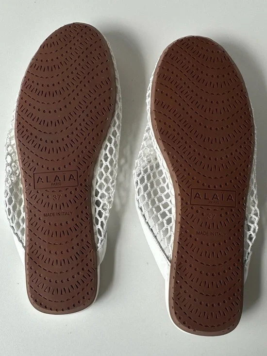ALAÏA White Fishnet Mesh Slides | Iconic Net Mules Made in Italy Size 37 - Picture 6 of 11